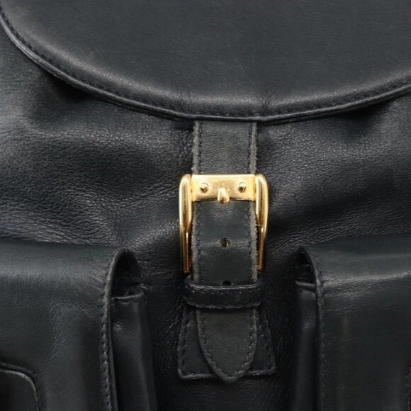 GUCCI Bamboo Backpack Leather Navy Gold 003 2058 0016 Auth 152368 main image 4